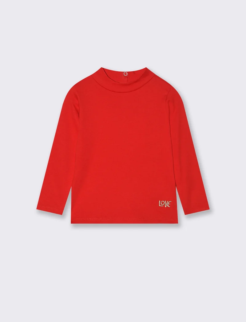 T shirt basica con ricamo - Rosso