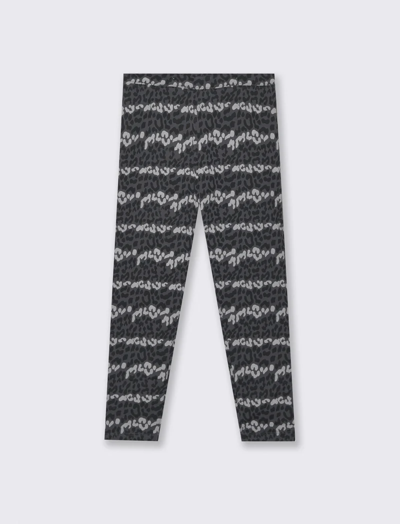 Leggings garzato fantasia - Nero
