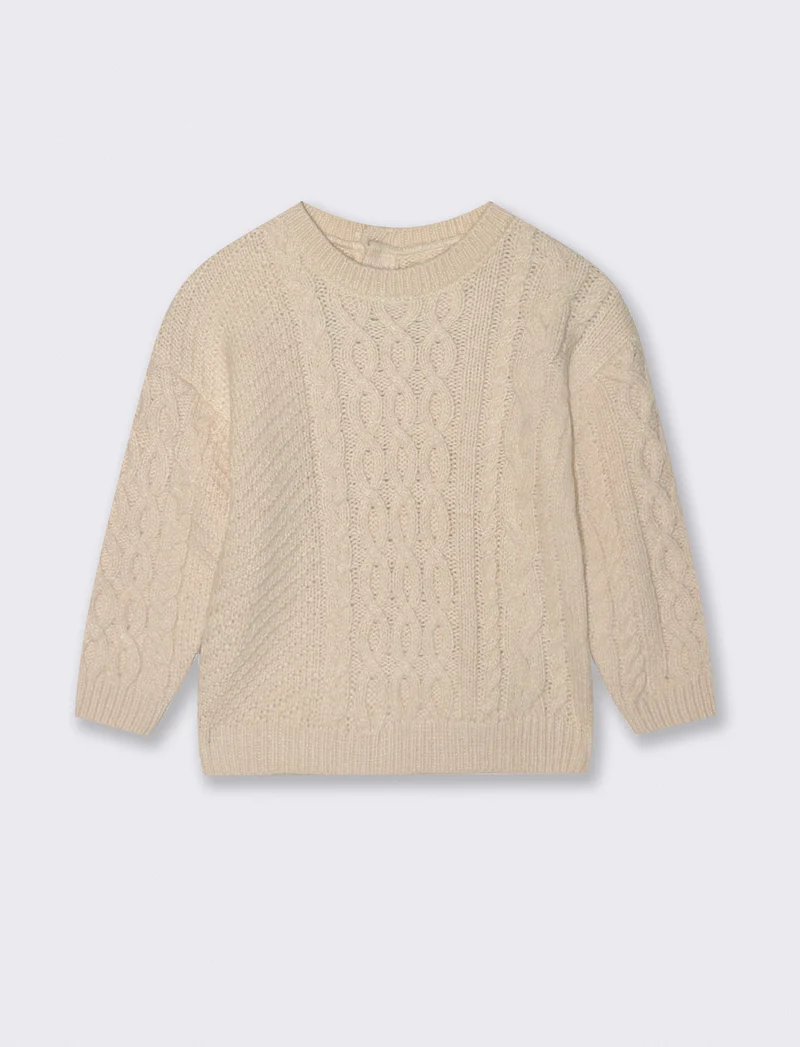 Maglia con lavorazione a trecce - Beige