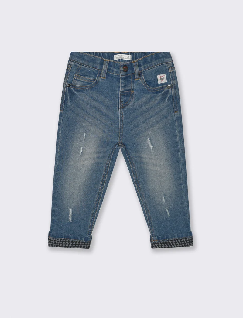 Jeans con fondo stampato - Denim