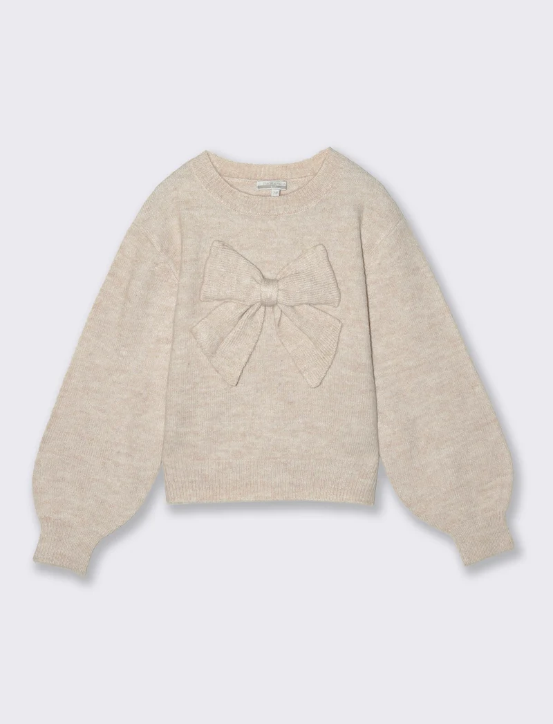 Maglia con fiocco - Beige