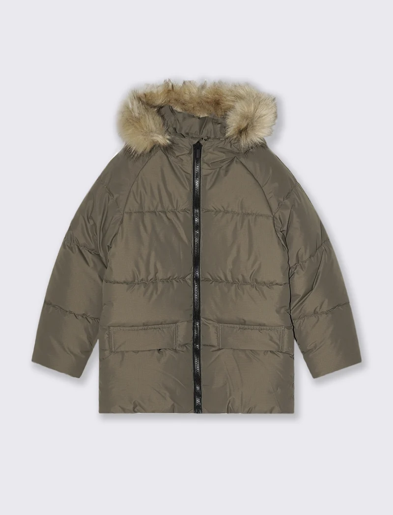 GIUBBINO CON PELLICCIA RIMOVIBILE - Verde militare
