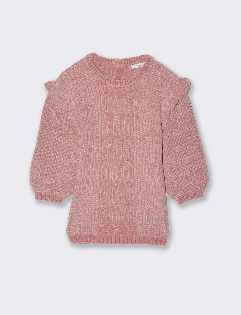 Abito in maglia con trecce - Rosa cipolla