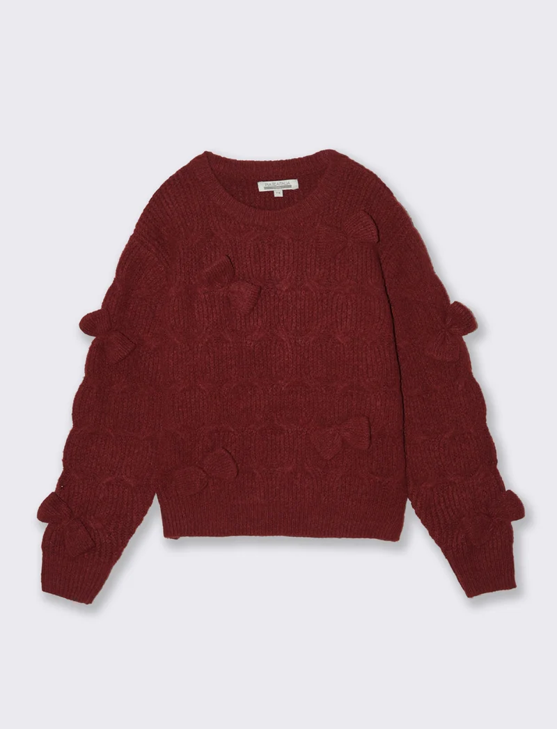 Maglia con fiocchi - Bordeaux