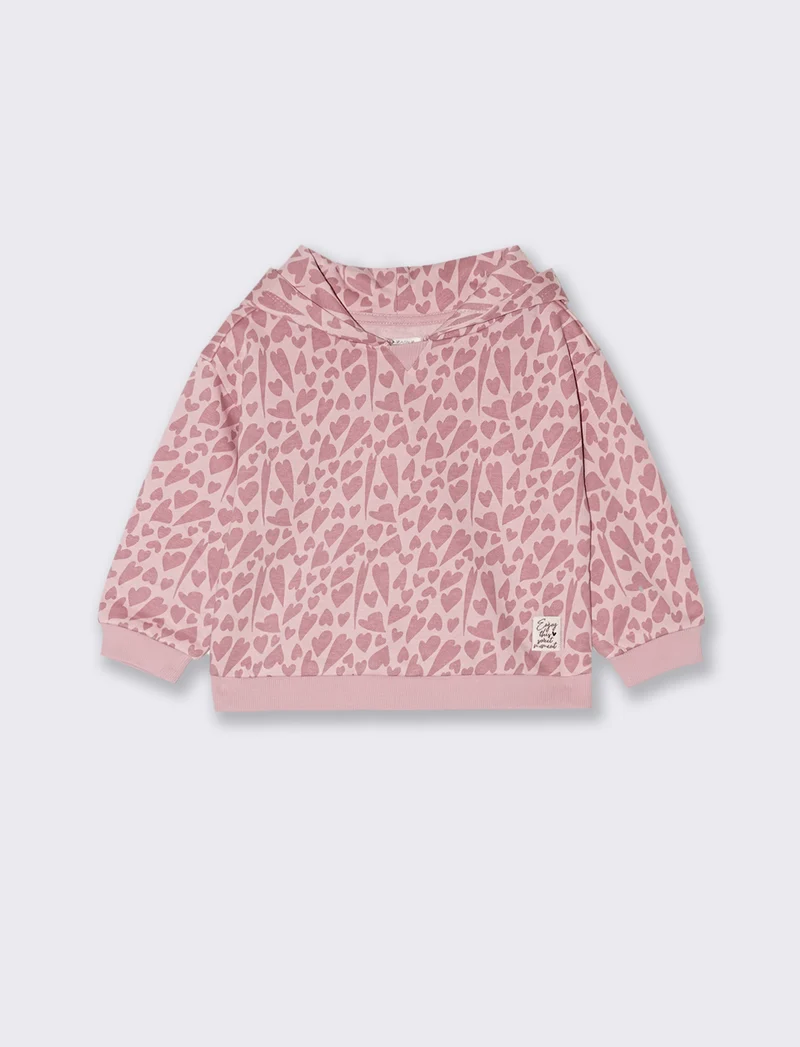 Felpa con stampa all over - Rosa