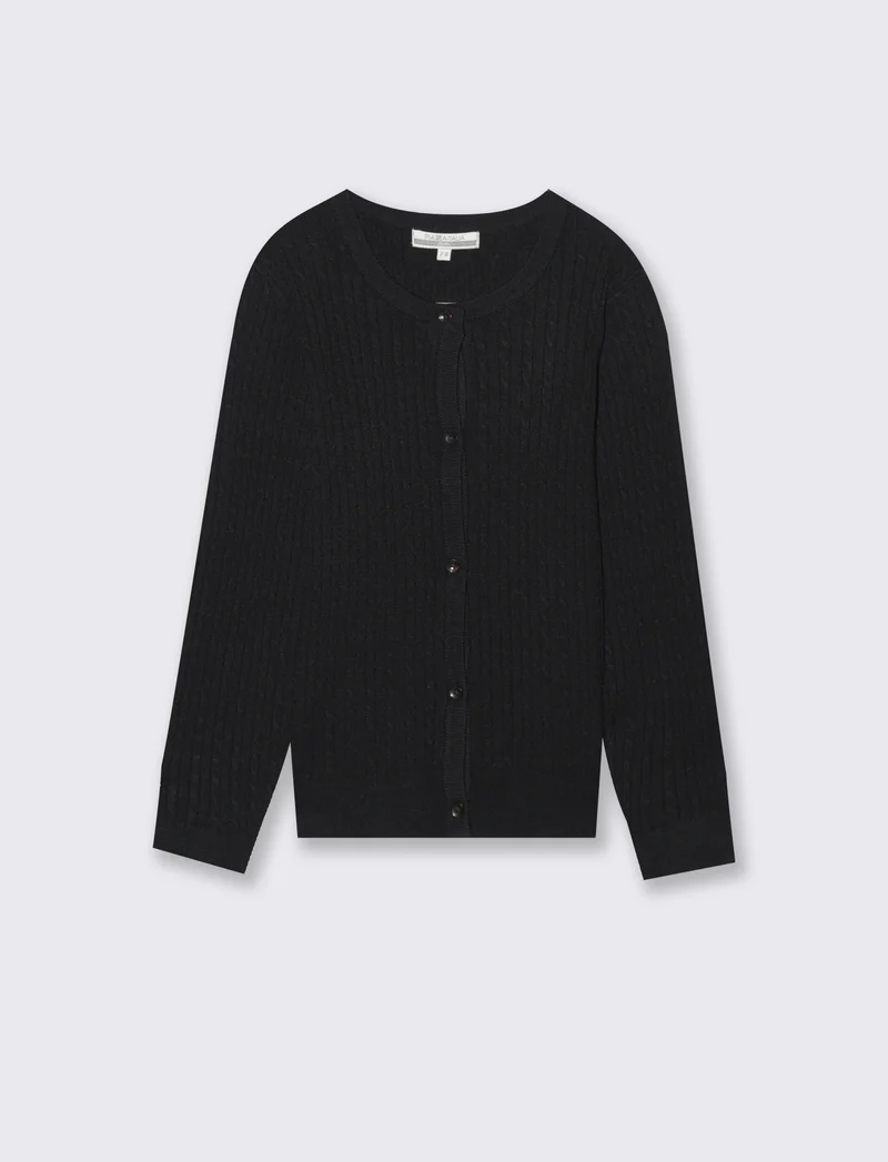 Cardigan girocollo - Nero