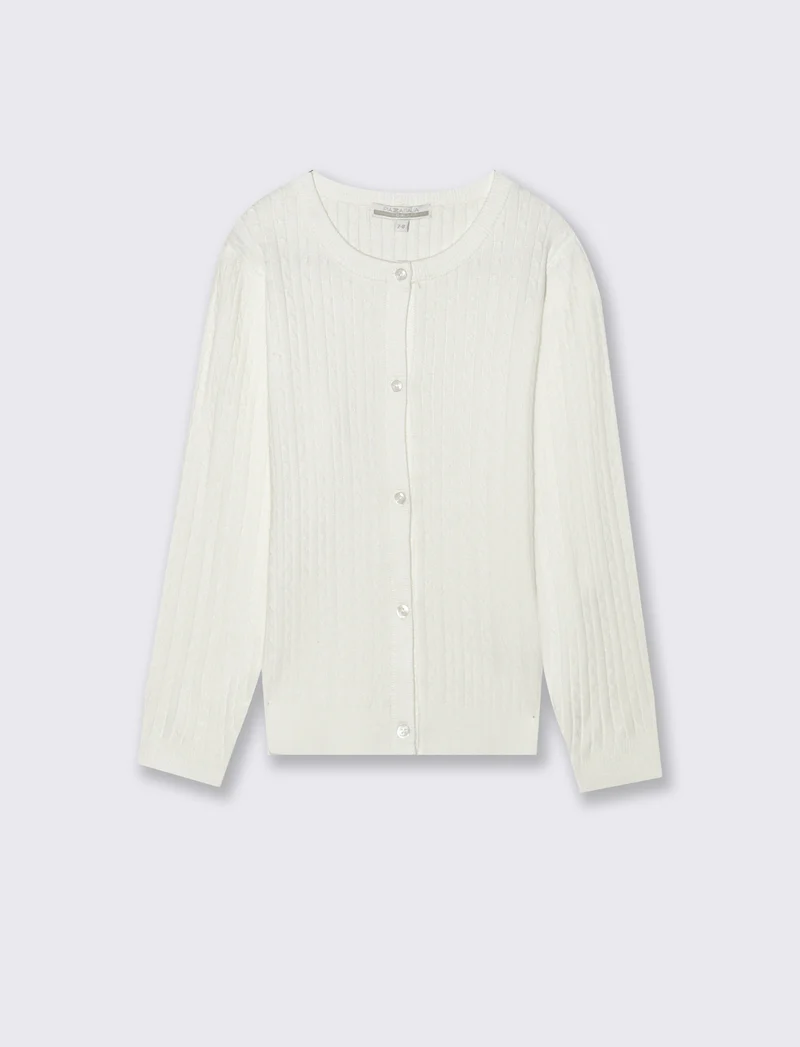 Cardigan girocollo - Bianco sporco