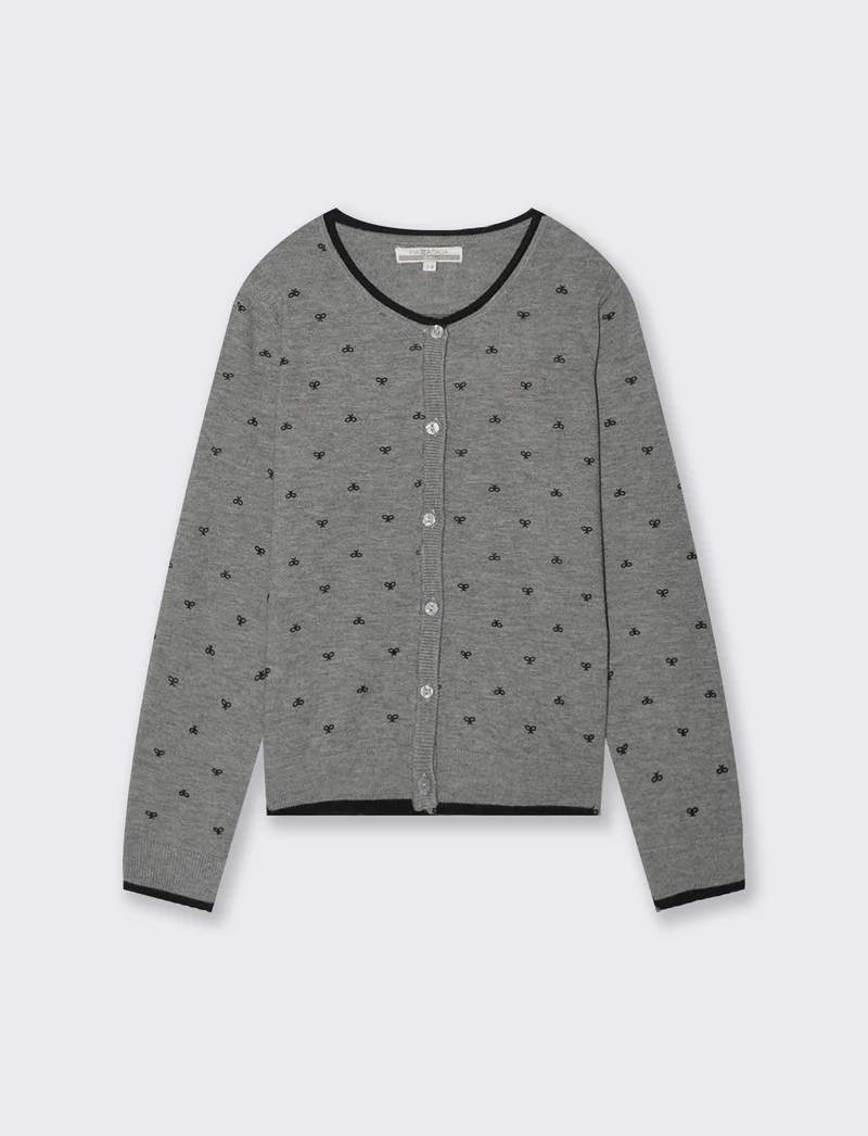 Cardigan in maglia manica lunga. - Grigio melange