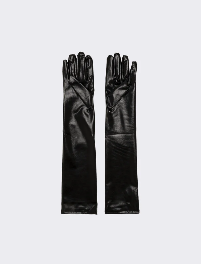 Guanto lungo spalmato 50 cm donna - Nero