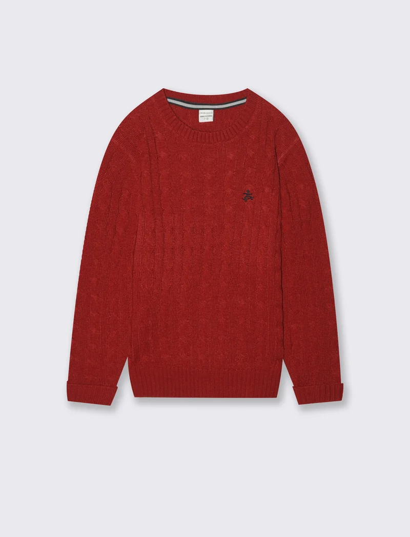 Maglia girocollo a traccia. - Rosso
