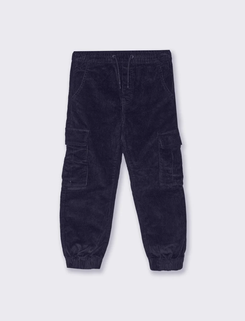 Jogger in velluto a coste. - Blu