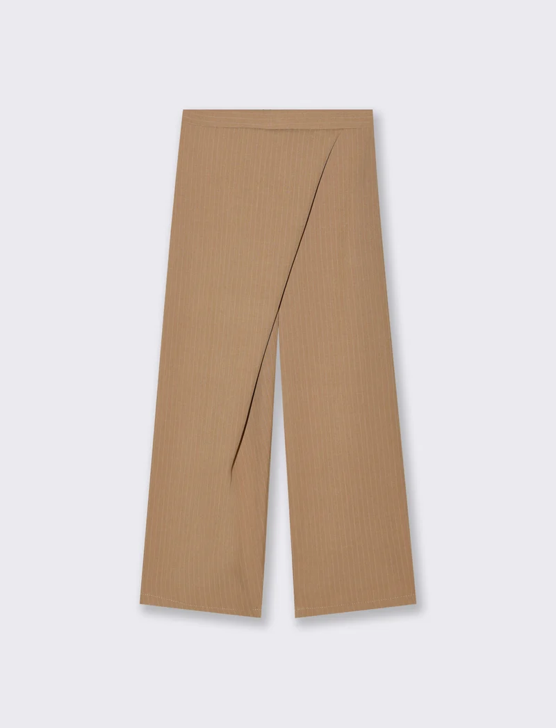 Pantaloni eleganti da bambina in tessuto gessato. - Beige