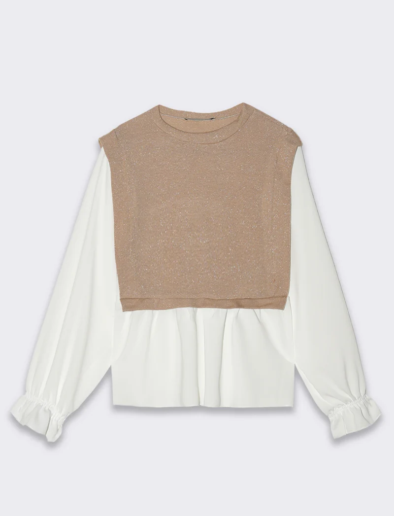 Blusa elegante da bambina. - Beige