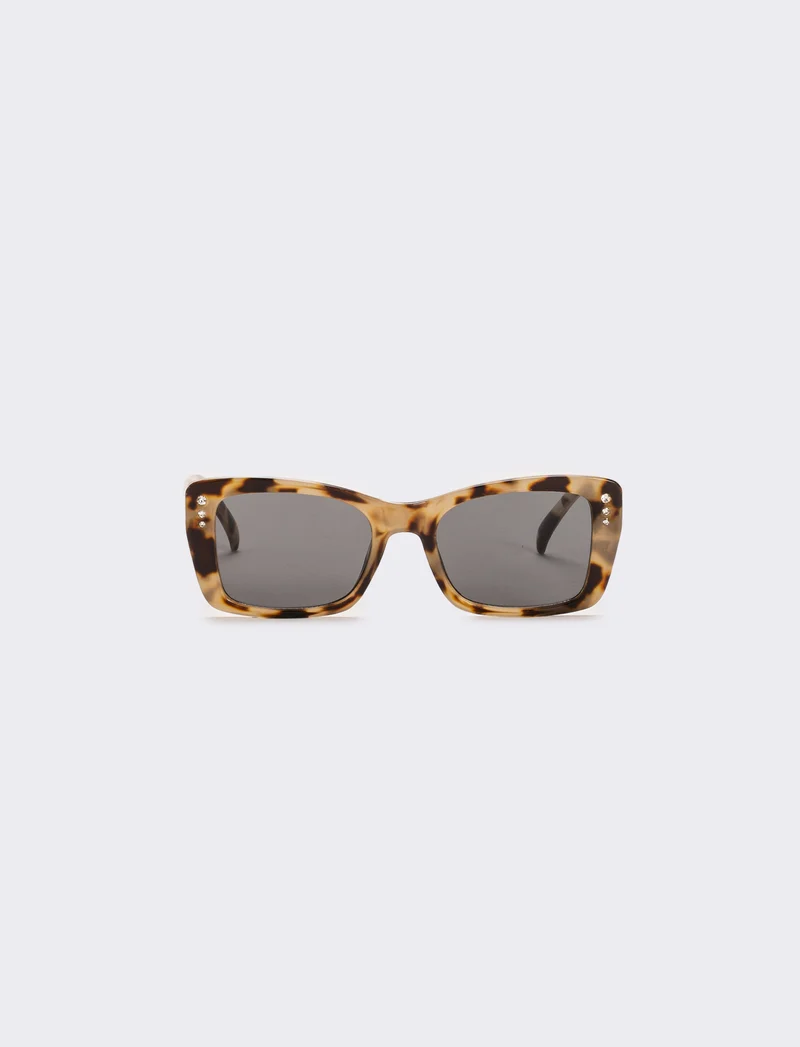 Occhiali da sole quadrati con strass donna - Beige