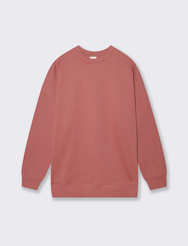 Felpa Basic Girocollo Oversize - Rosso mattone
