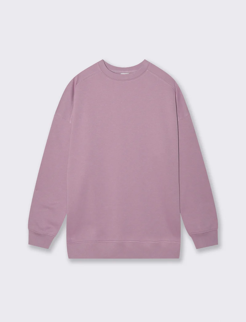 Felpa Basic Girocollo Oversize - Viola glicine