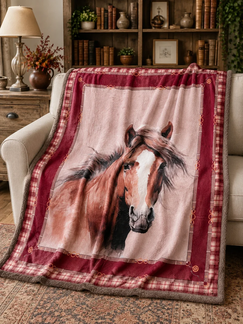 Plaid Agnellato con Cavallo 130x160 cm