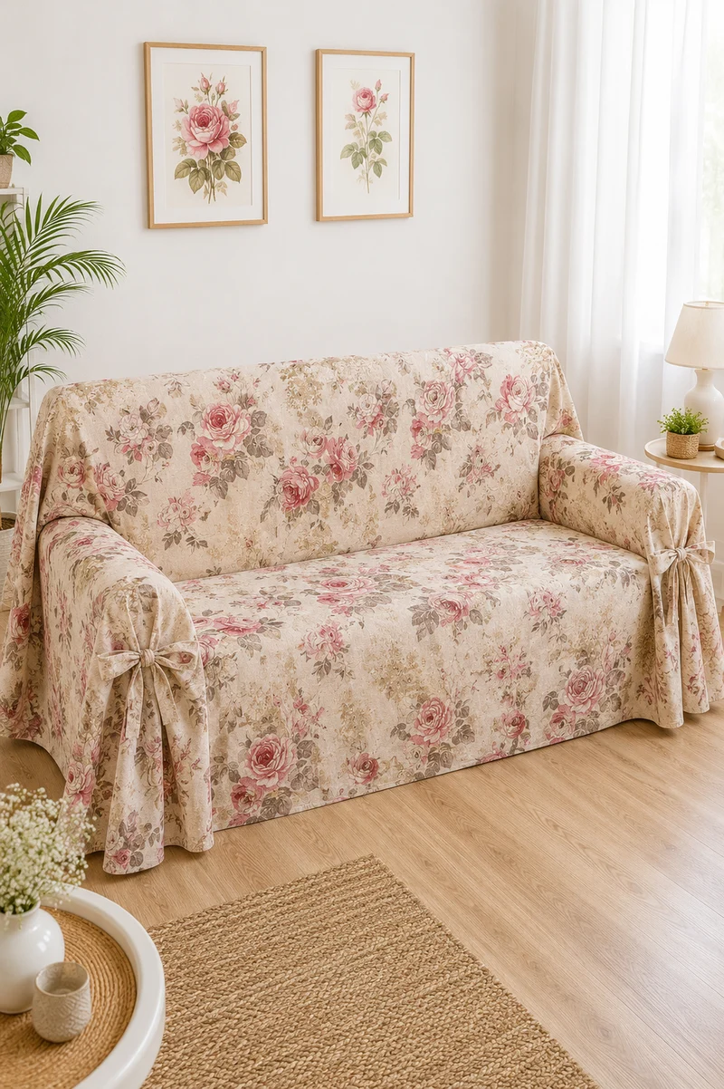 Copripoltrona 1 posto Marta con Rose Stampate in panama
