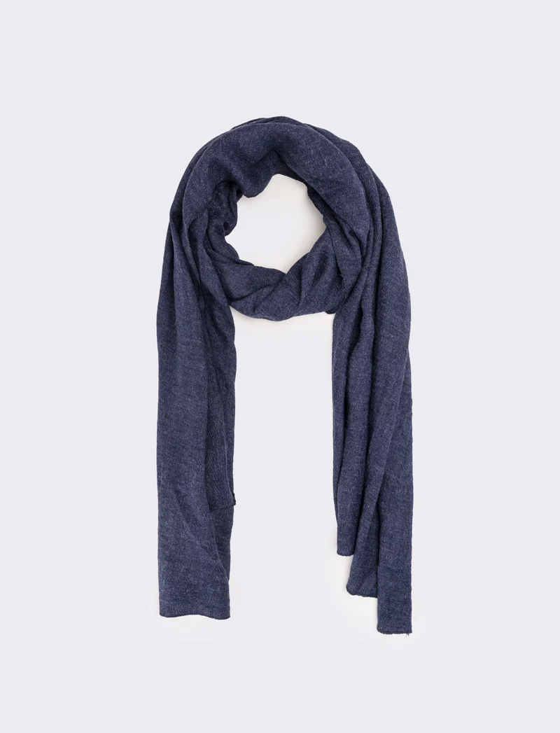 Sciarpa melange leggera senza frange uomo - Blu
