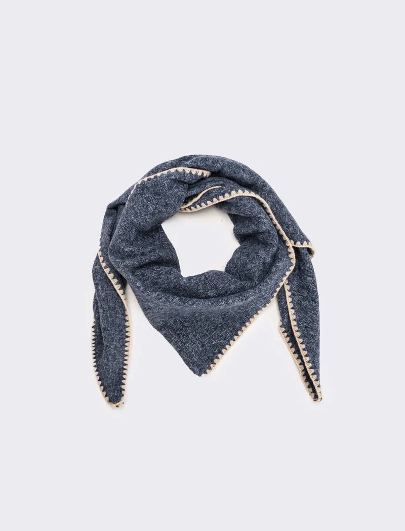 Sciarpa triangolo con impunture varie fantasie - Denim