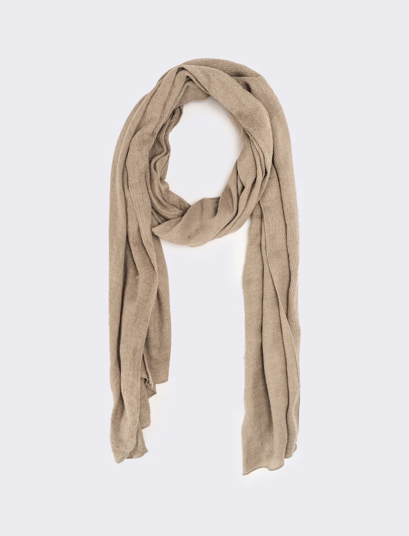 Sciarpa peso leggero melange senza frange - Beige