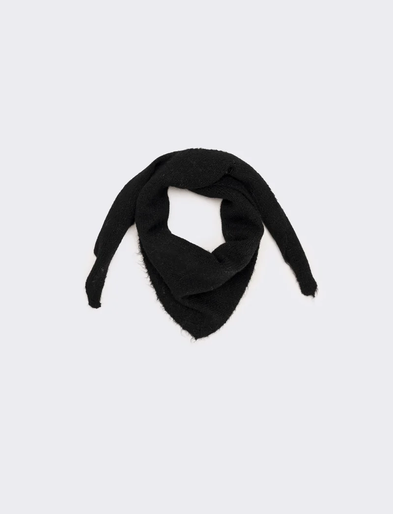 Triangolo sciarpa donna in maglia - Nero