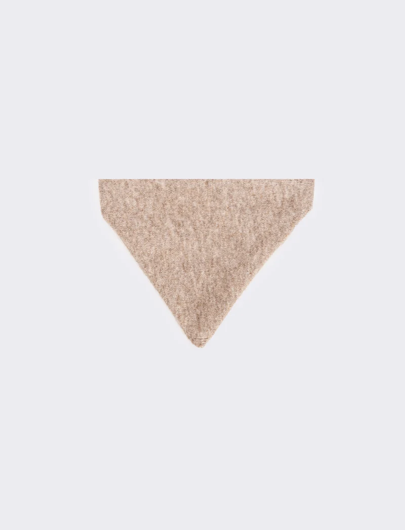 Triangolo sciarpa donna in maglia - Beige