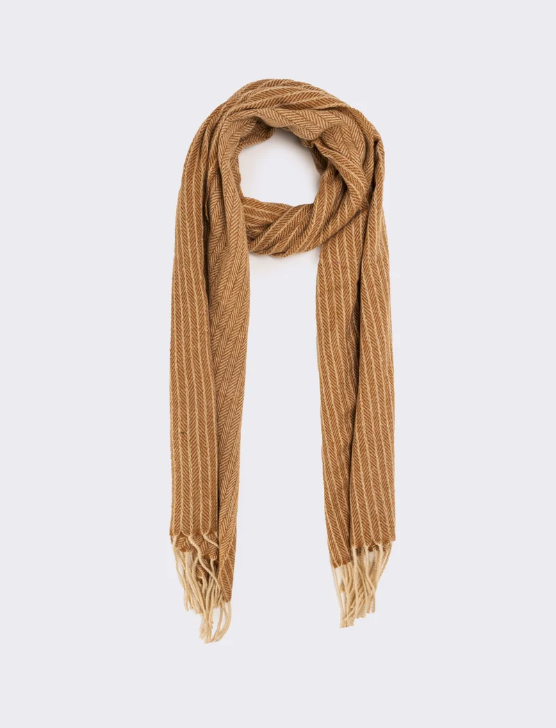 Sciarpa spigata e rigata uomo - Beige