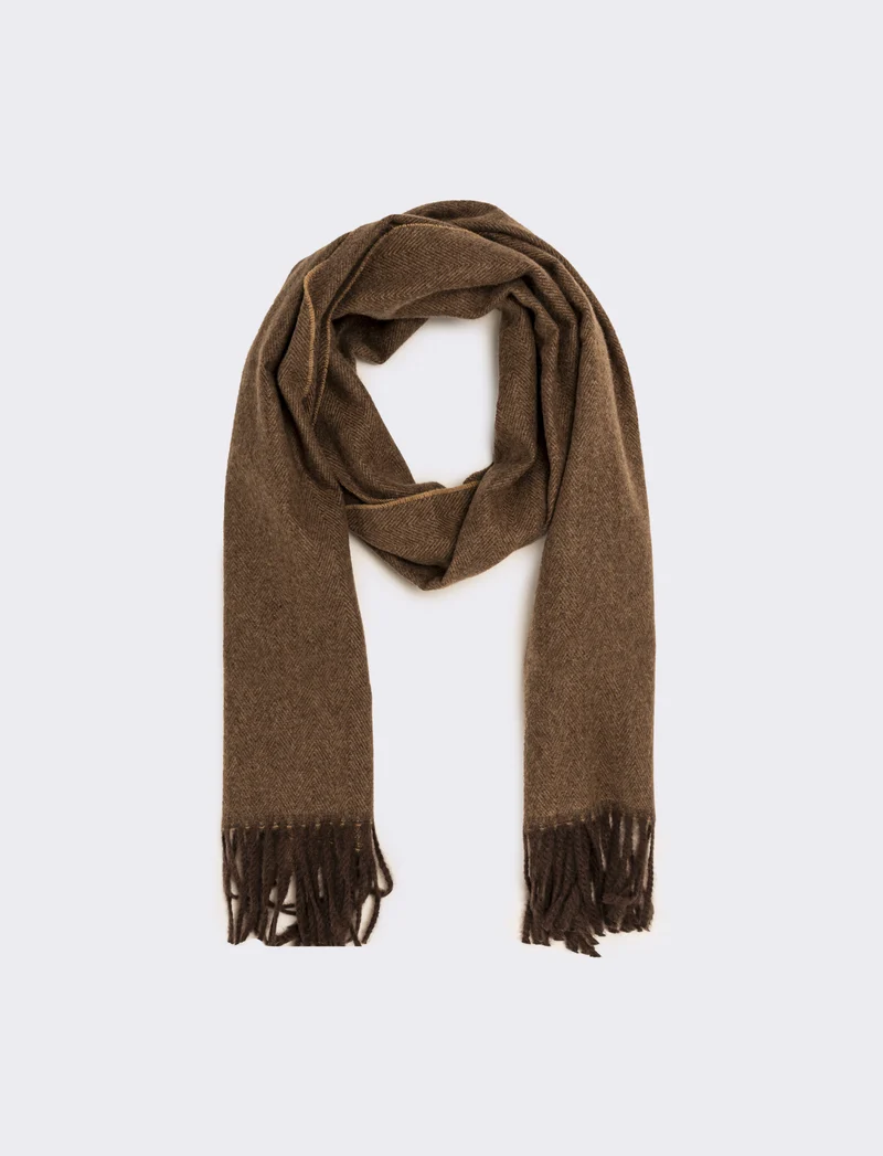 Sciarpa uomo basic con frange - Moro