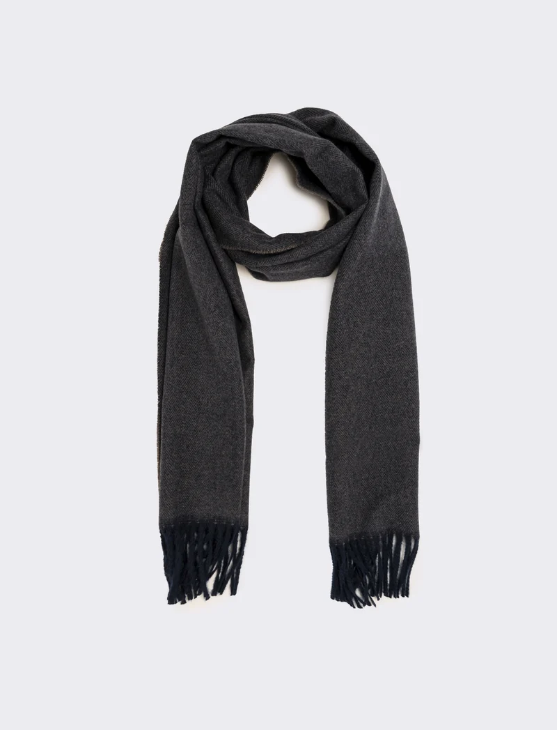 Sciarpa uomo basic con frange - Blu