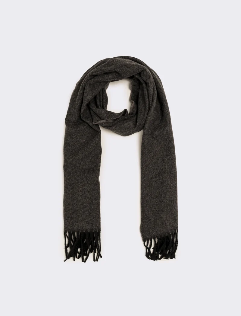 Sciarpa uomo basic con frange - Nero