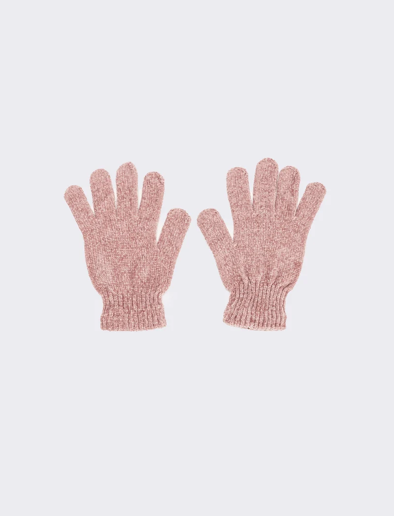 Guanti donna in ciniglia con touch - Rosa