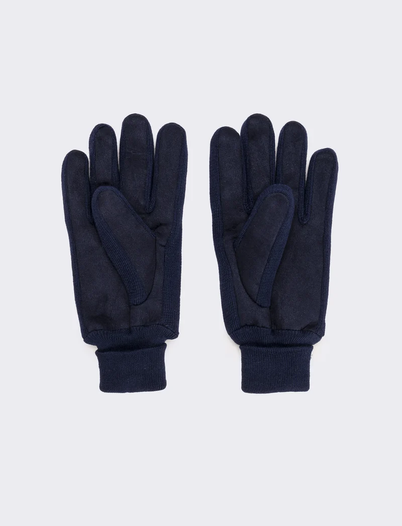 Guanti uomo scamosciati con polsino - Blu