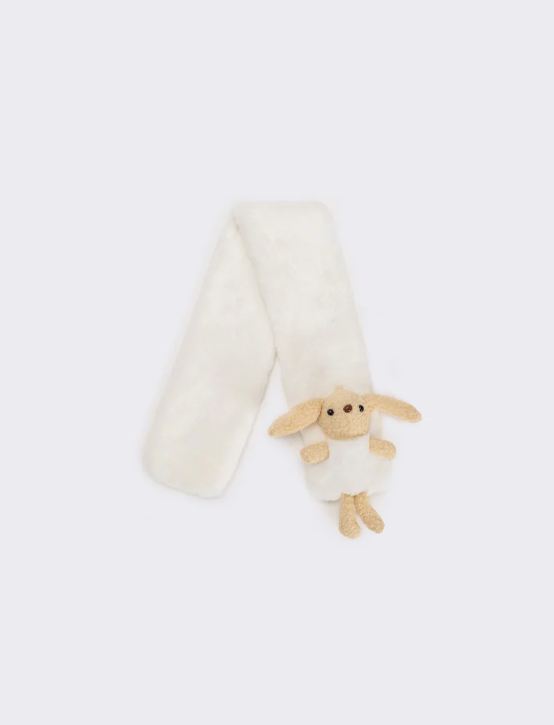 Sciarpa cravatta con coniglietto - Bianco sporco