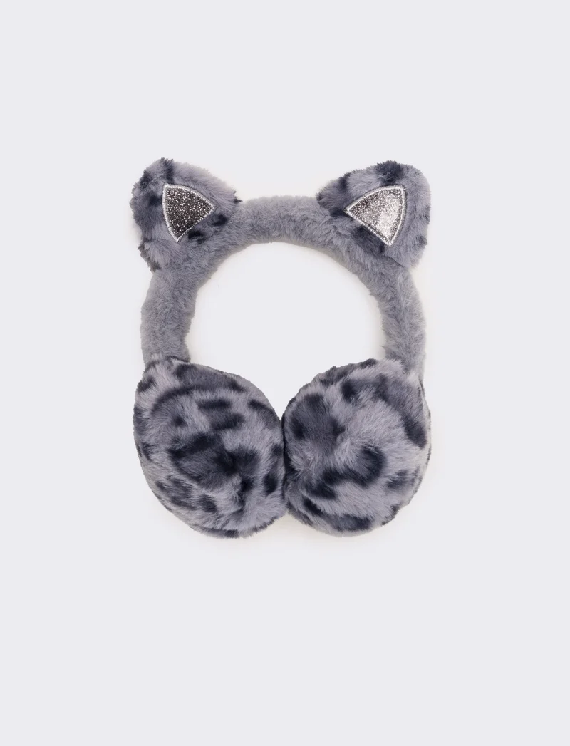 Copriorecchie leopardato con orecchie - Blu