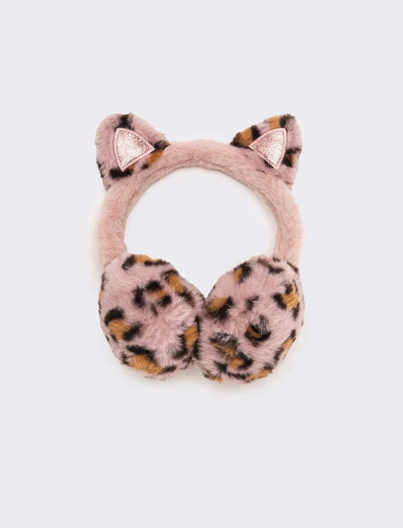 Copriorecchie leopardato con orecchie - Rosa