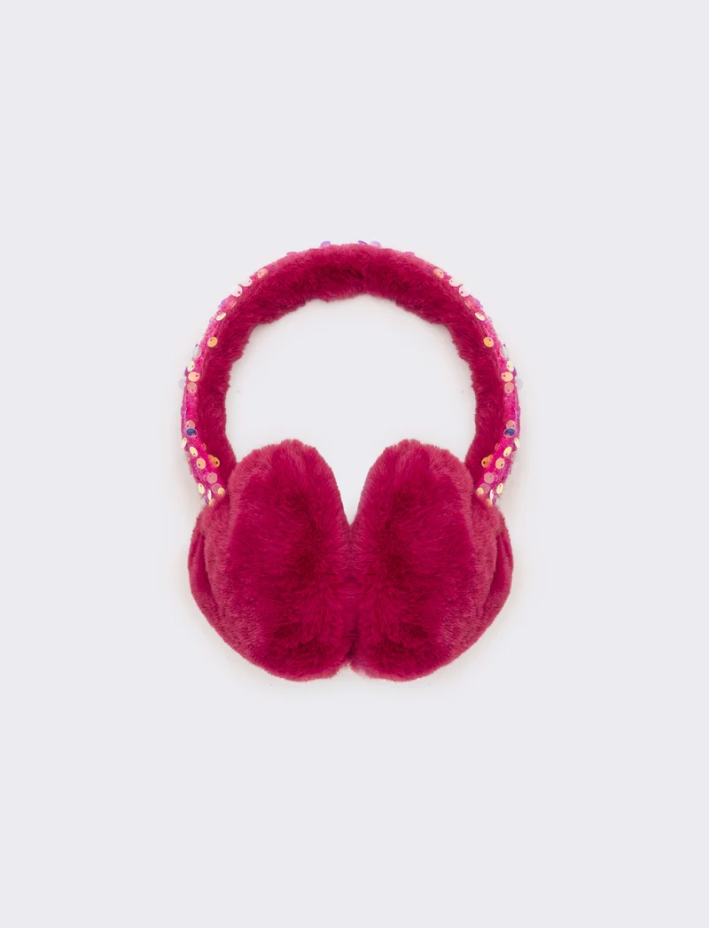 Copriorecchie cuore con paillettes - Bordeaux