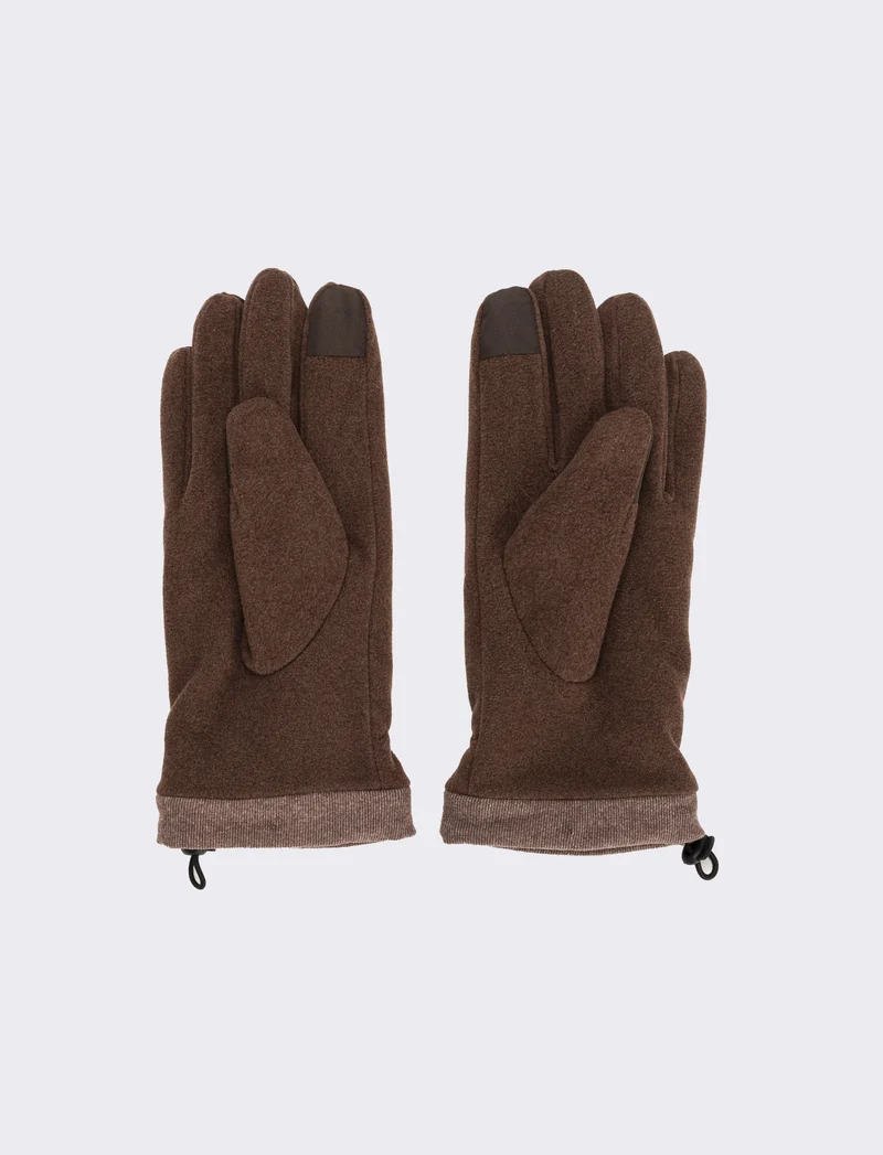 Guanti in pile con coulisse uomo - Marrone