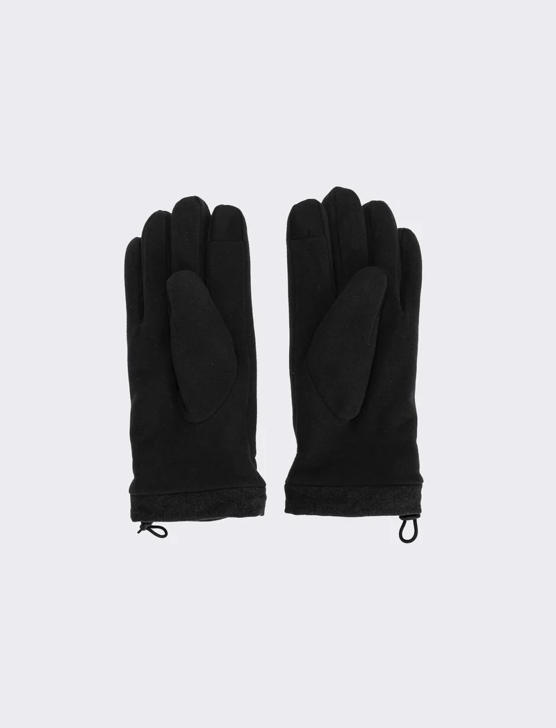 Guanti in pile con coulisse uomo - Nero