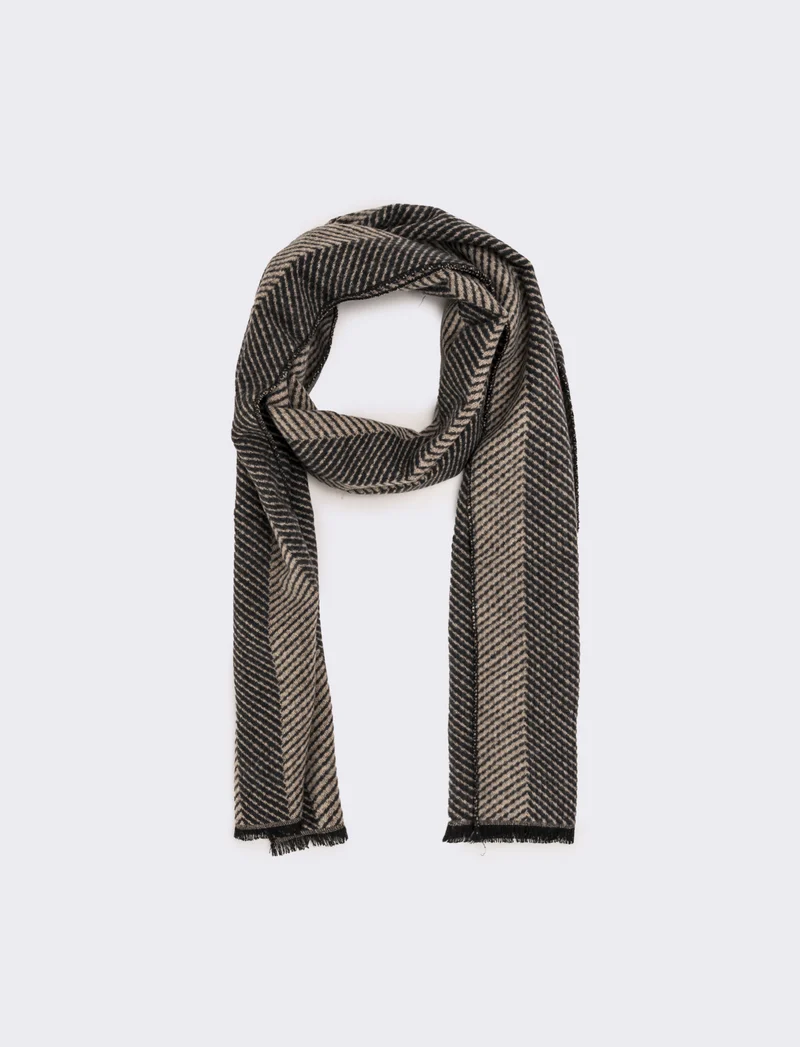 Sciarpa righe larghe verticali uomo - Beige