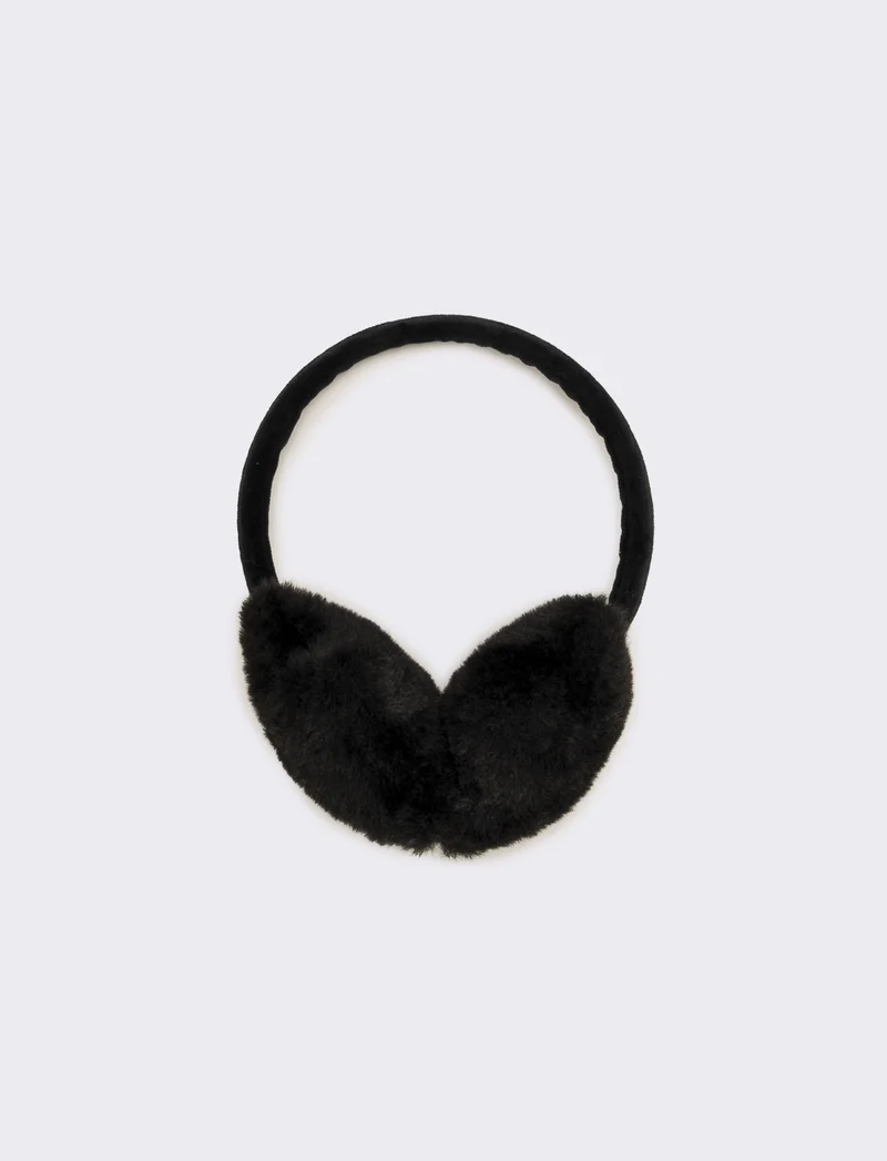 Copriorecchie bambina con perle - Nero