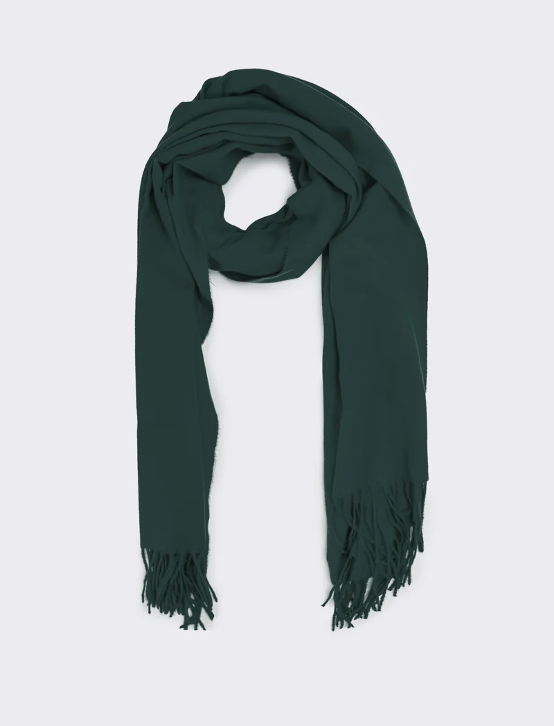 Sciarpa donna unito con frange - Verde petrolio