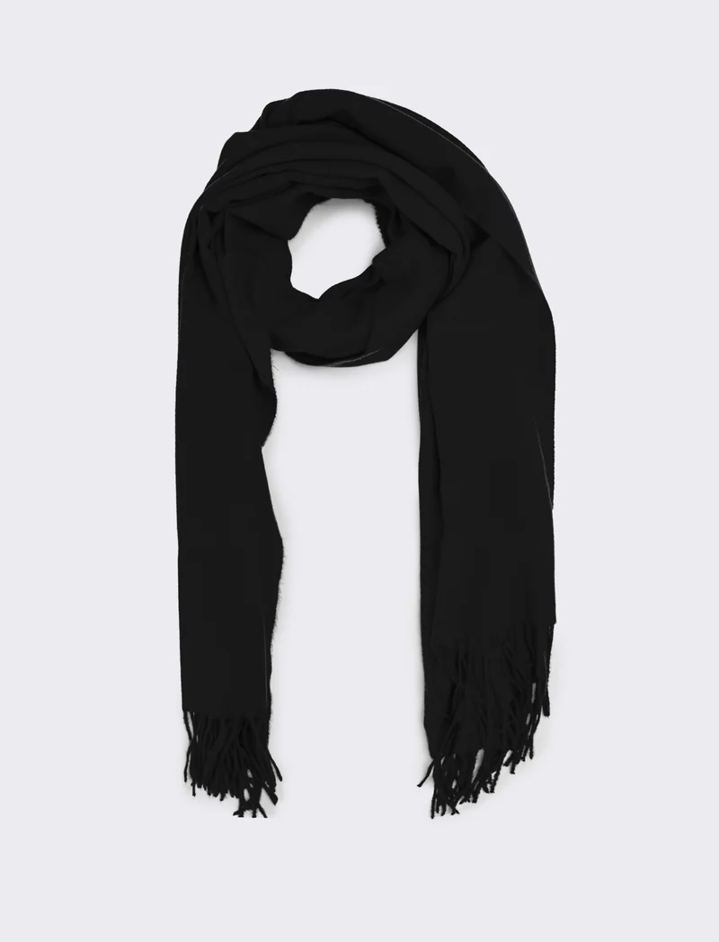 Sciarpa donna unito con frange - Nero