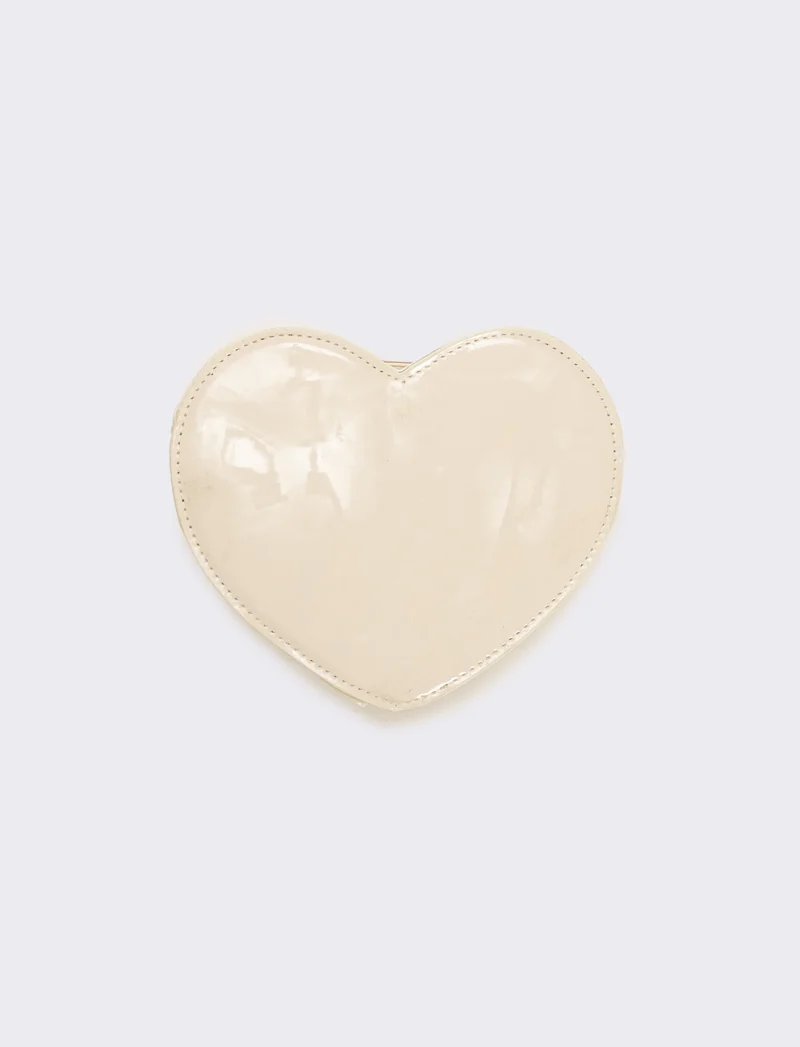 Tracolla a cuore in vernice - Beige