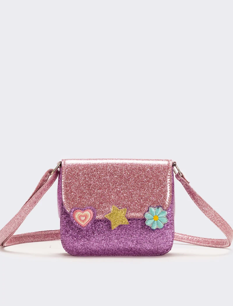 Tracolla glitter bicolor 15x13x4,5 cm - Lilla