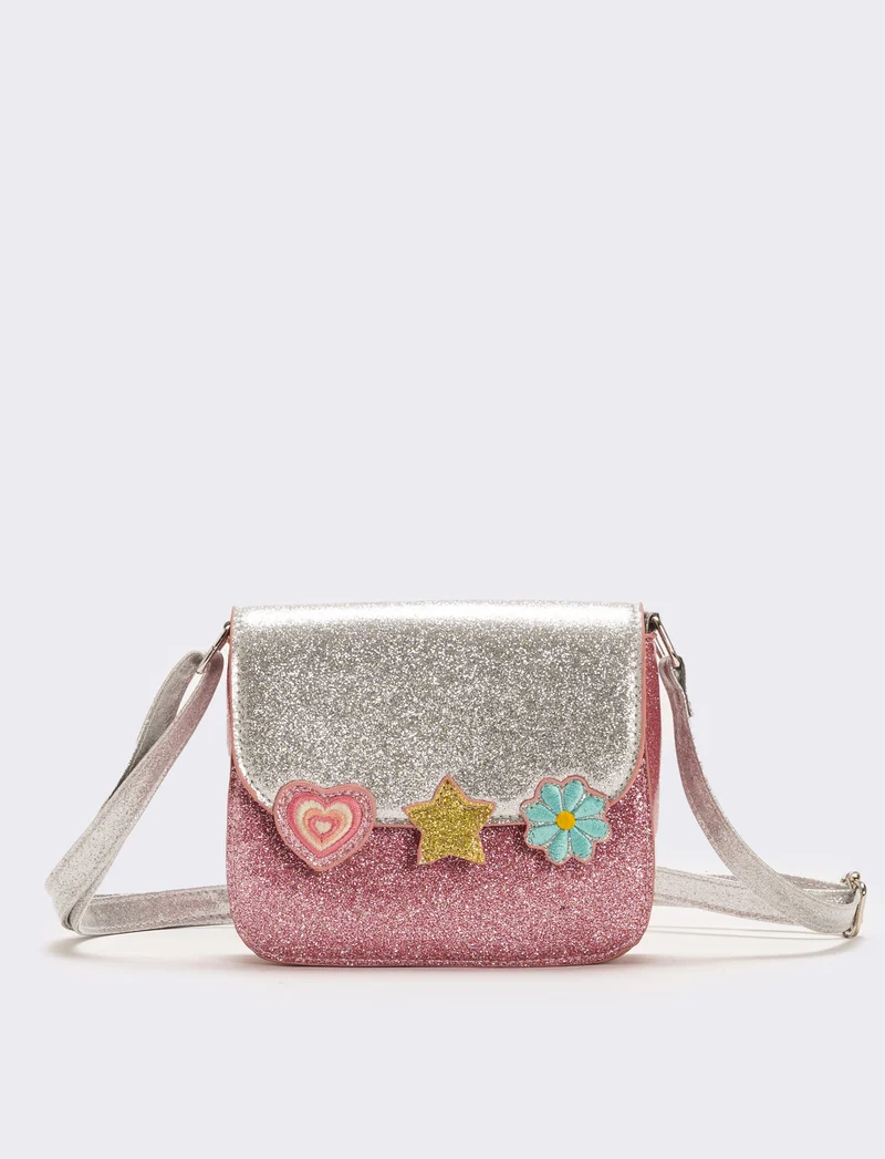 Tracolla glitter bicolor 15x13x4,5 cm - Rosa