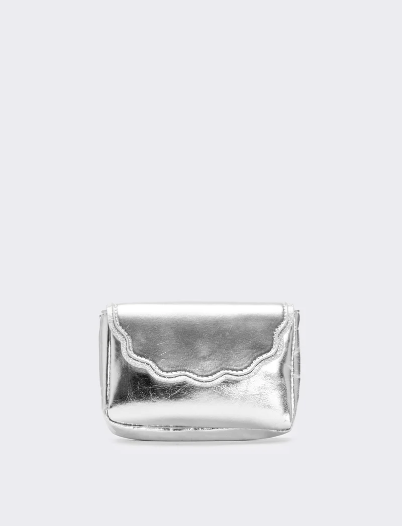 Borsa bambina a tracolla laminata - Argento