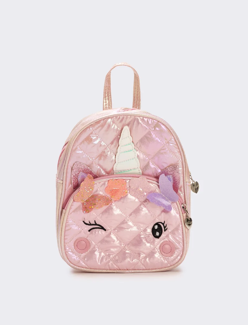 Zaino trapuntato con unicorno - Rosa