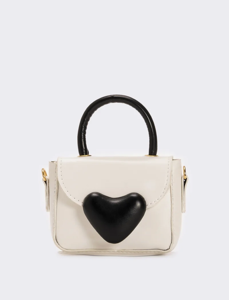 Borsa con chiusura a cuore - Bianco