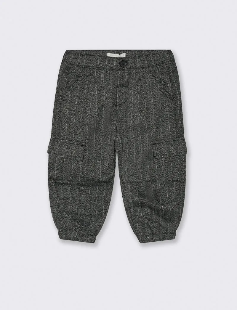 Pantaloni tessuto pesante con tasconi - Grigio